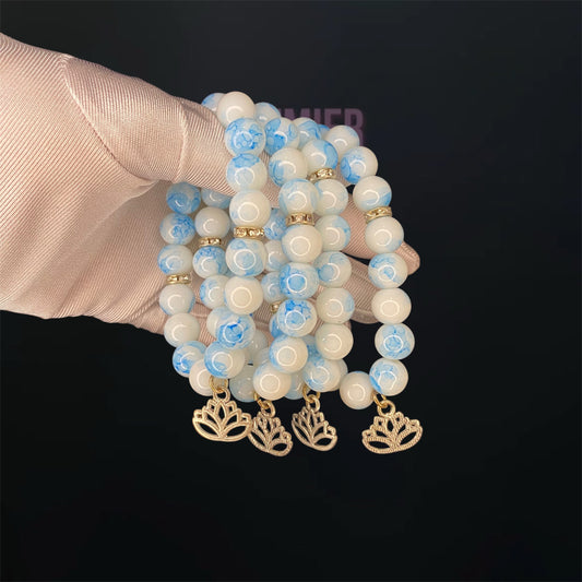 Lotus life beaded charm bracelet